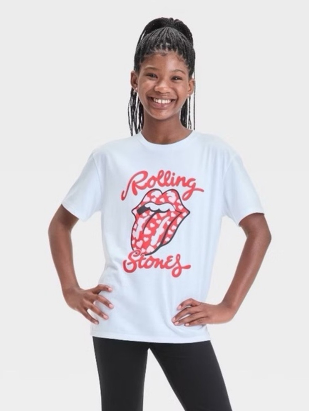 The Rolling Stones White Tee with Red Tongue Logo for Kids